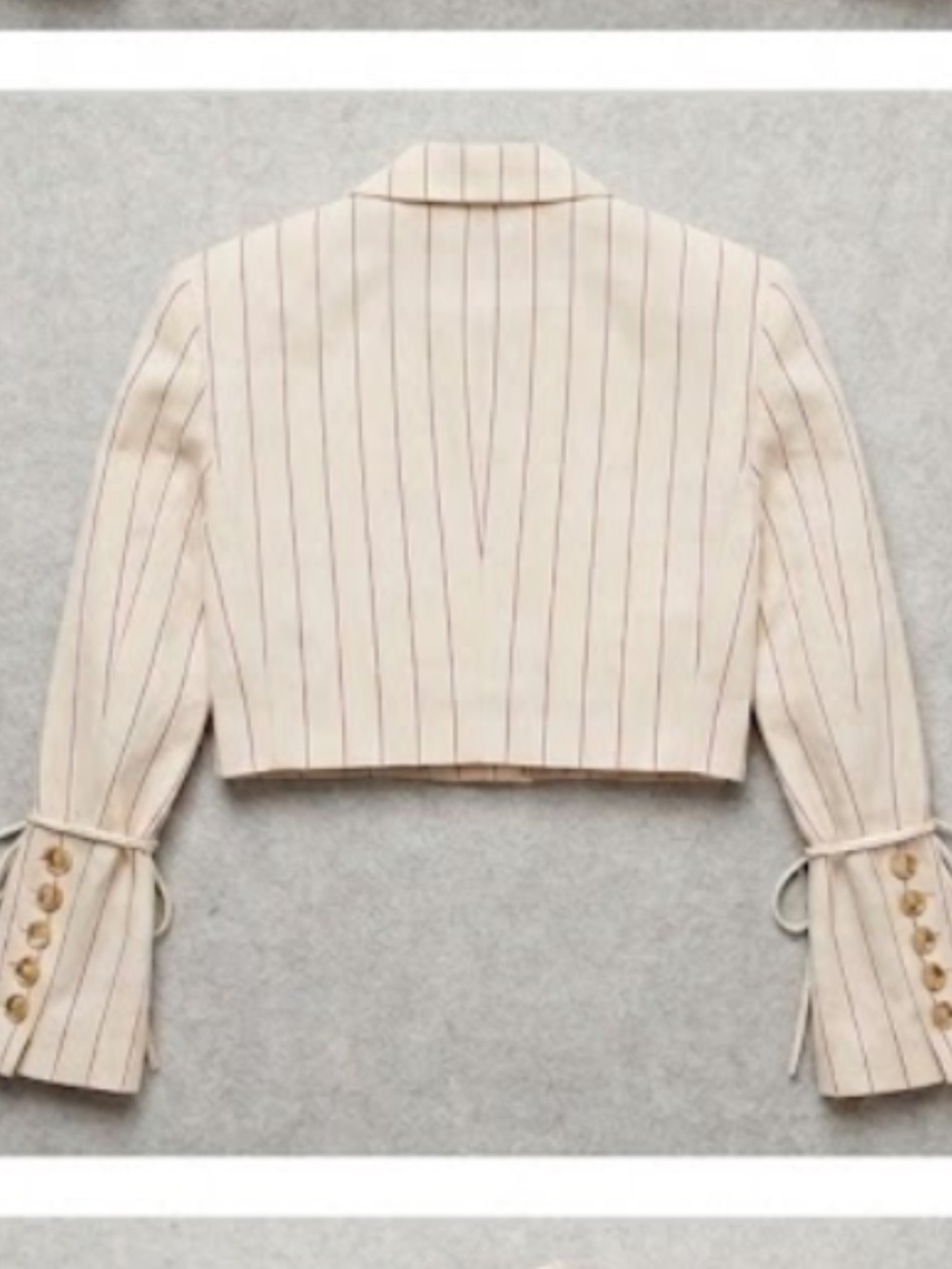 Orseund Iris Cream Pinstripe Box Cropped Blazer Jacket Size M AS SEEN ON ZENDAYA - Picture 4 of 7